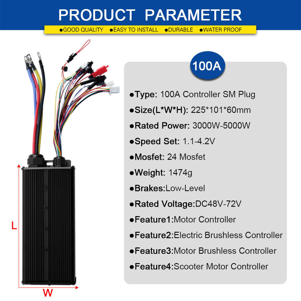 Ebike Sine Wave Controller 100 - 72V 100A Sabvoton Controller ulasan dan harga